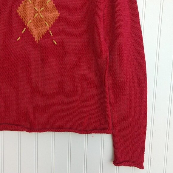 Vintage 90s Mock Neck Sweater Size S Red Argyle NWT Deadstock Grunge High Sierra - Picture 6 of 9